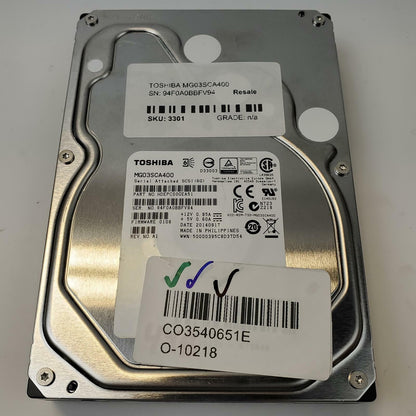 Toshiba MG03SCA400 4TB 3.5" SAS Internal HDD | Grade A