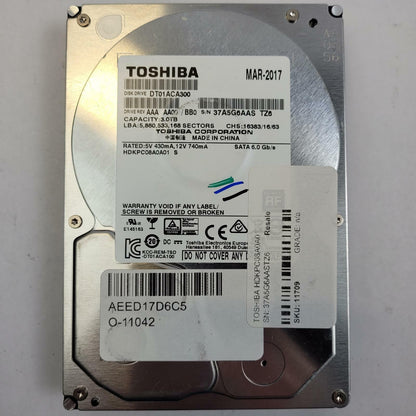 TOSHIBA HDKPC08A0A01 3TB 3.5" SATA Internal HDD | Grade A