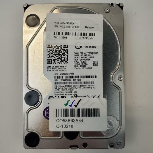 Western Digital WD40PURX 2TB 3.5" SATA Internal HDD | Grade A | 10691