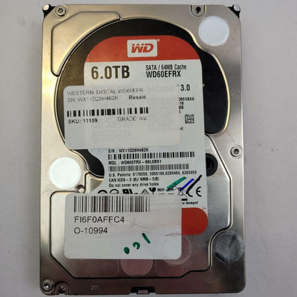 WESTERN DIGITAL WD60EFRX-68L0BN1 6TB 3.5" SATA Internal HDD | Grade A