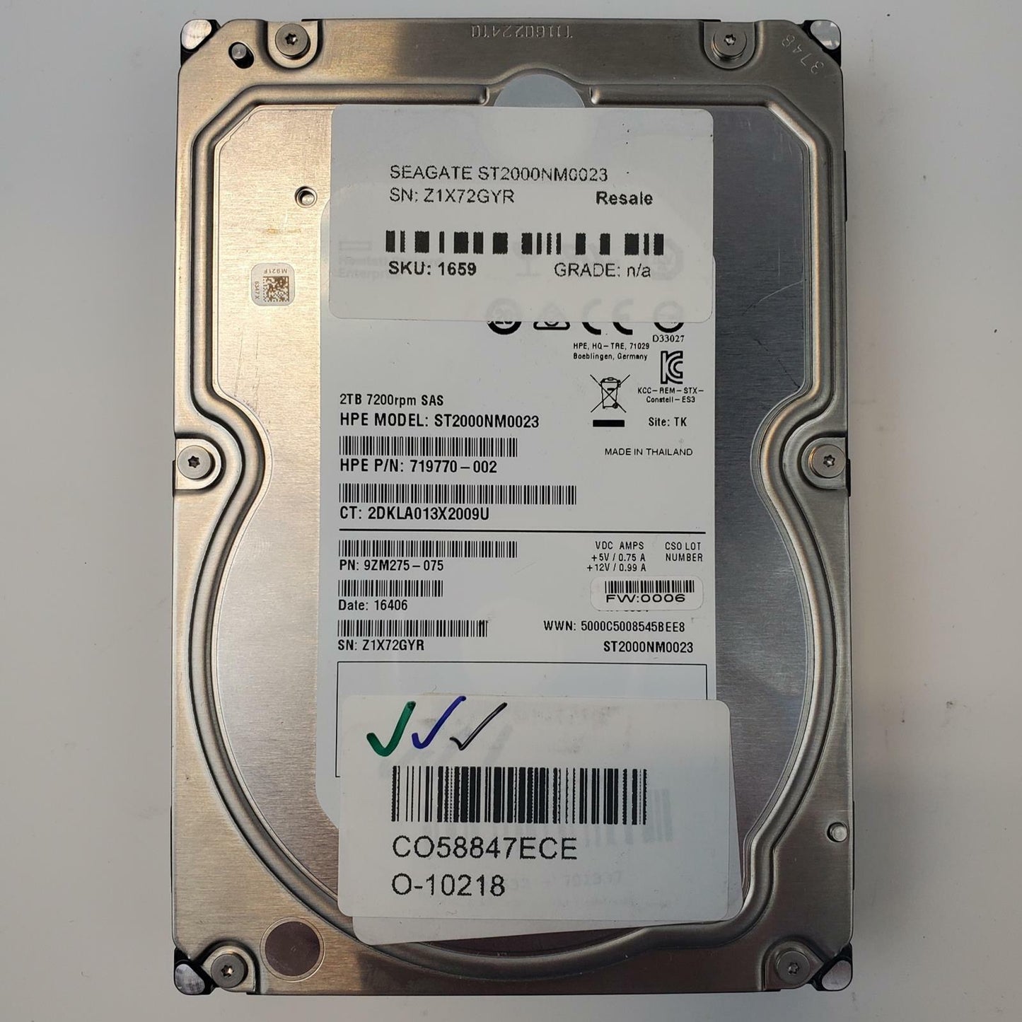 SEAGATE ST2000NM0023 2TB 3.5" SAS Internal HDD | Grade A
