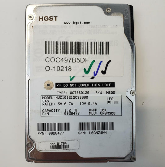 HGST HUC101212CSS600 1.2TB 2.5" SAS Internal HDD | Grade A