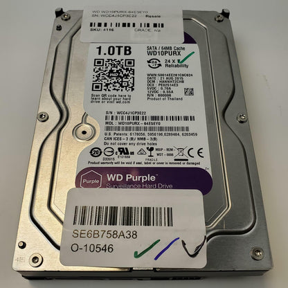 Western Digital WD10PURX-64E5EY0 1TB 3.5" SATA HDD | Grade A