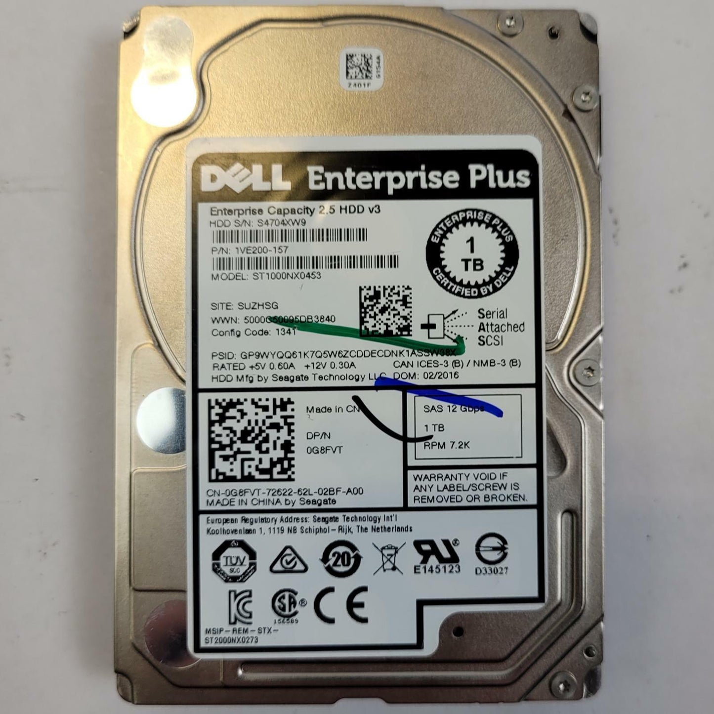 Seagate ST1000NX0453 1TB 2.5" SAS Internal HDD | Grade A