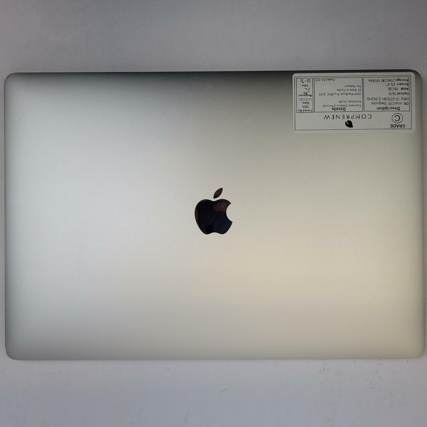 APPLE MacBook Pro A1990 MacOS Sequoia i7-9750H 16GB RAM 256GB NVME | Grade C