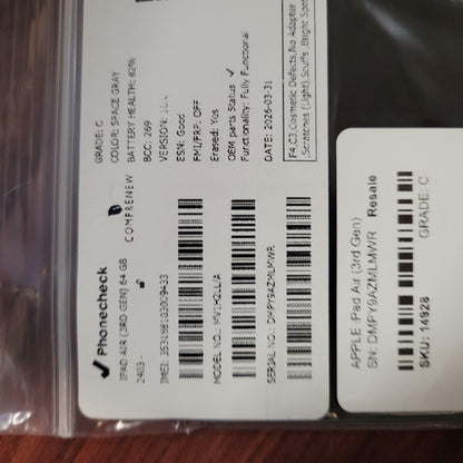 APPLE iPad Air (3rd Gen) MV1H2LL/A 64GB Tablet SPACE GRAY | Grade C | 14928