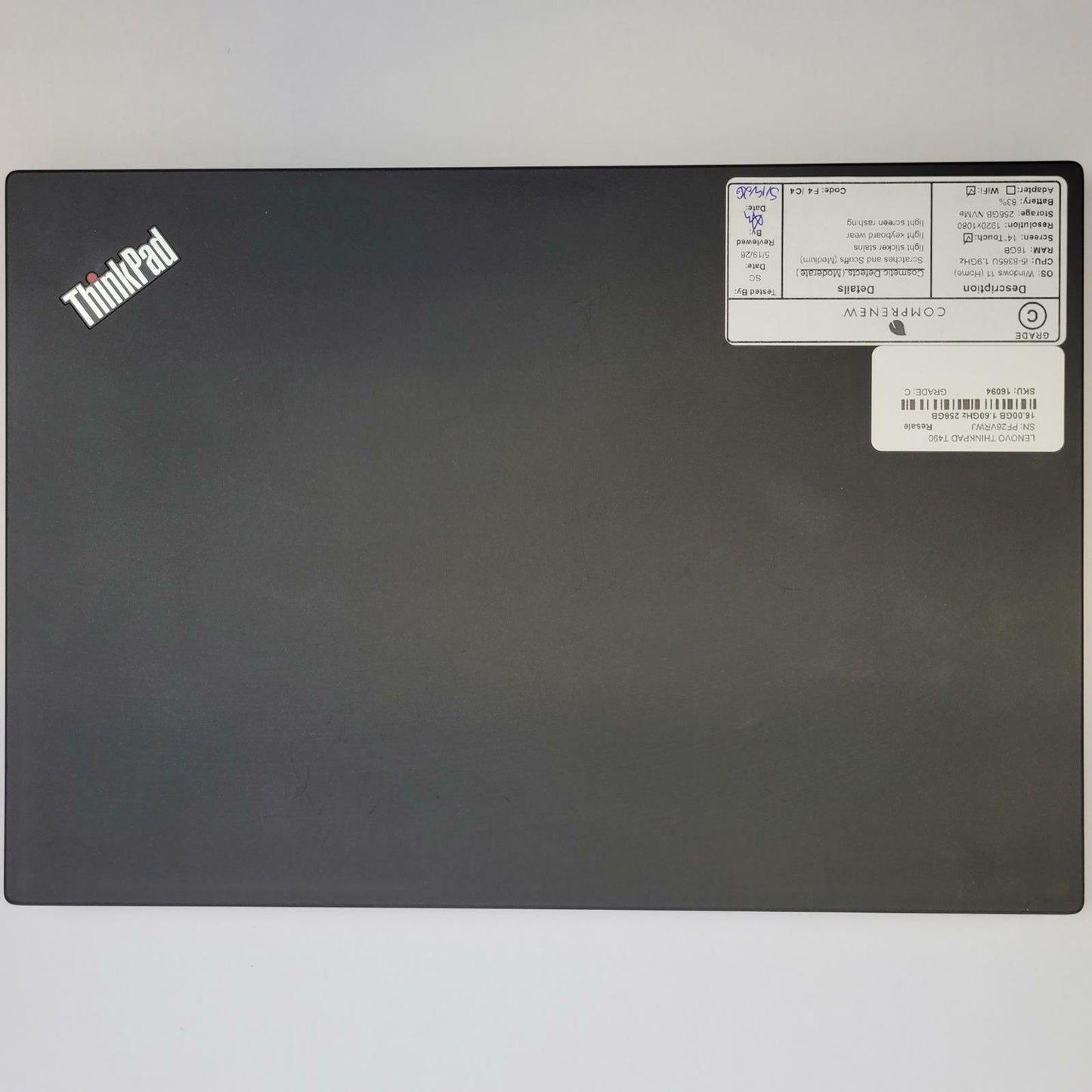 LENOVO THINKPAD T490 Win 11 i5-8365U 16GB RAM 256GB NVME | Grade C | 16094