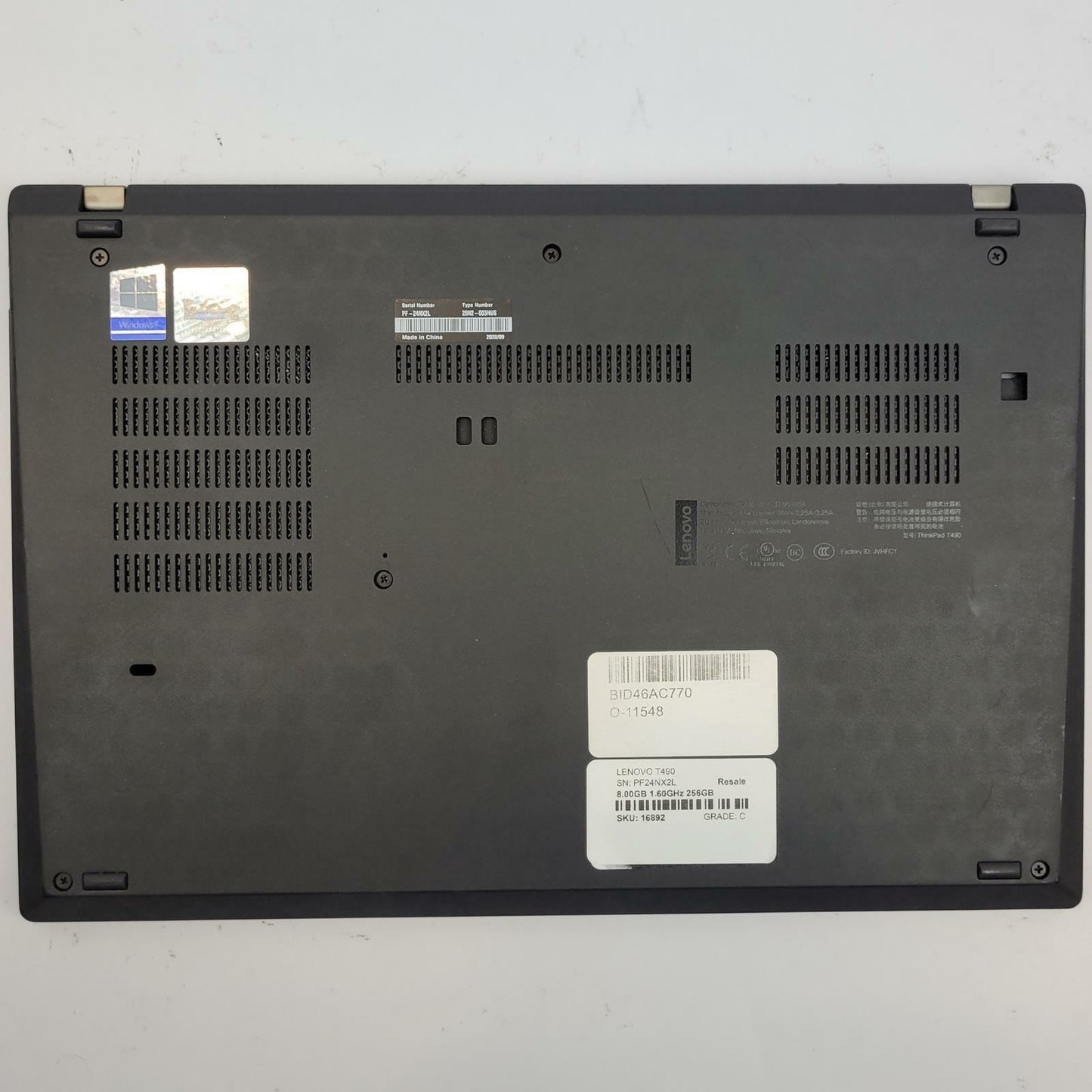 LENOVO THINKPAD T490 Win 11 i5-8365U 16GB RAM 256GB NVME | Grade C | 15929b