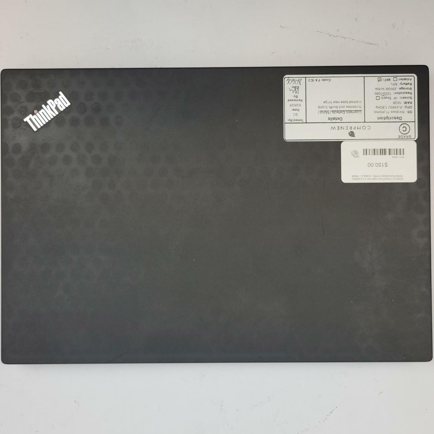LENOVO THINKPAD T490 Win 11 i5-8365U 16GB RAM 256GB NVME | Grade C | 15929b