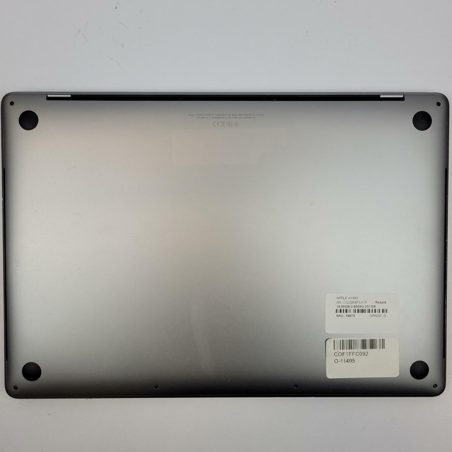 APPLE MacBook Pro A1990 MacOS Sonoma i7-9750H 16.00GB RAM 251GB NVME | Grade D