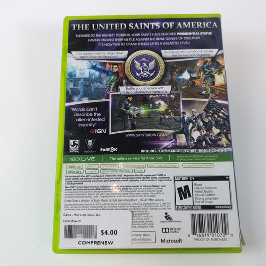 Microsoft Xbox 360 Game - Saints Row IV | Grade B