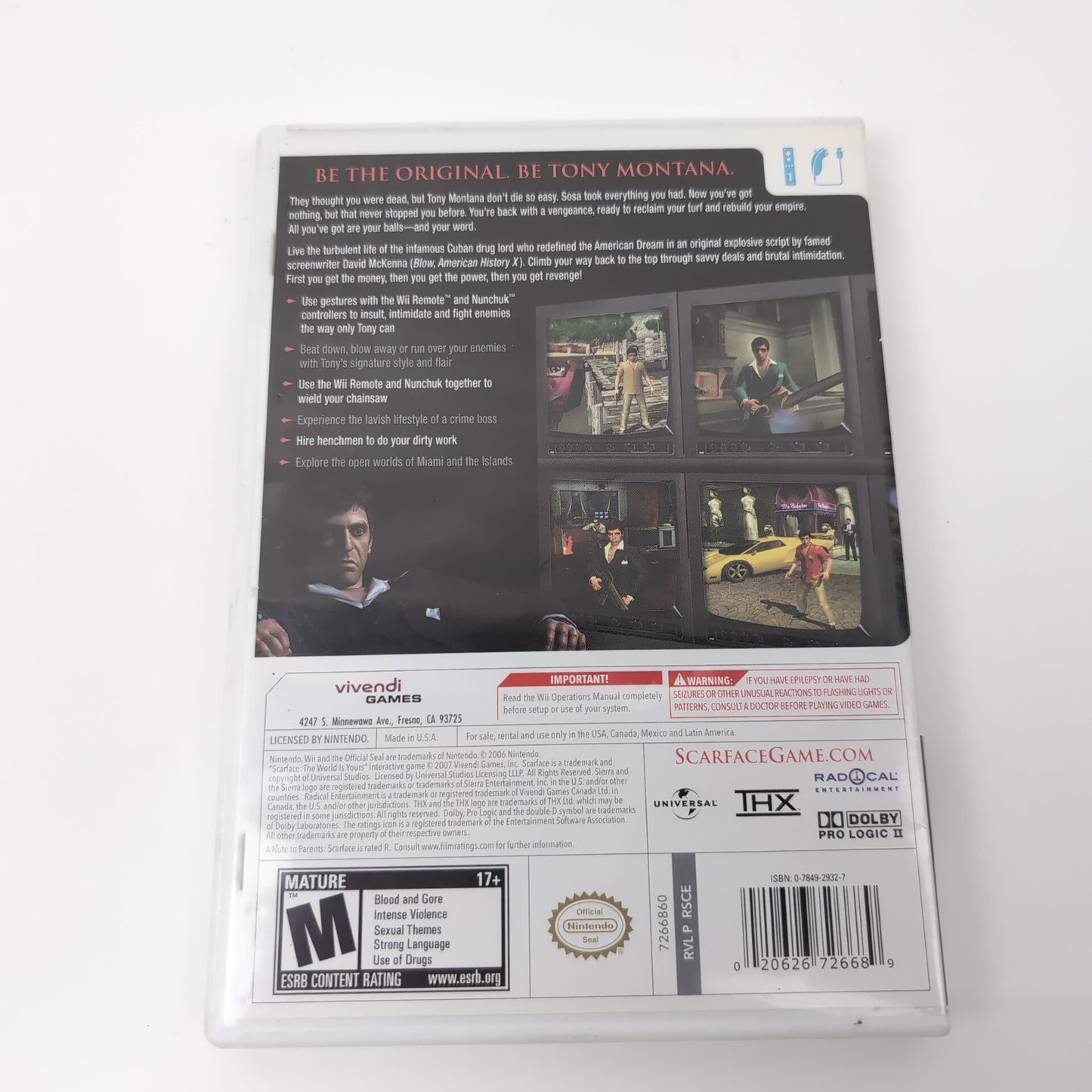 Nintendo Wii Game - Scarface The World Is Yours | Grade B