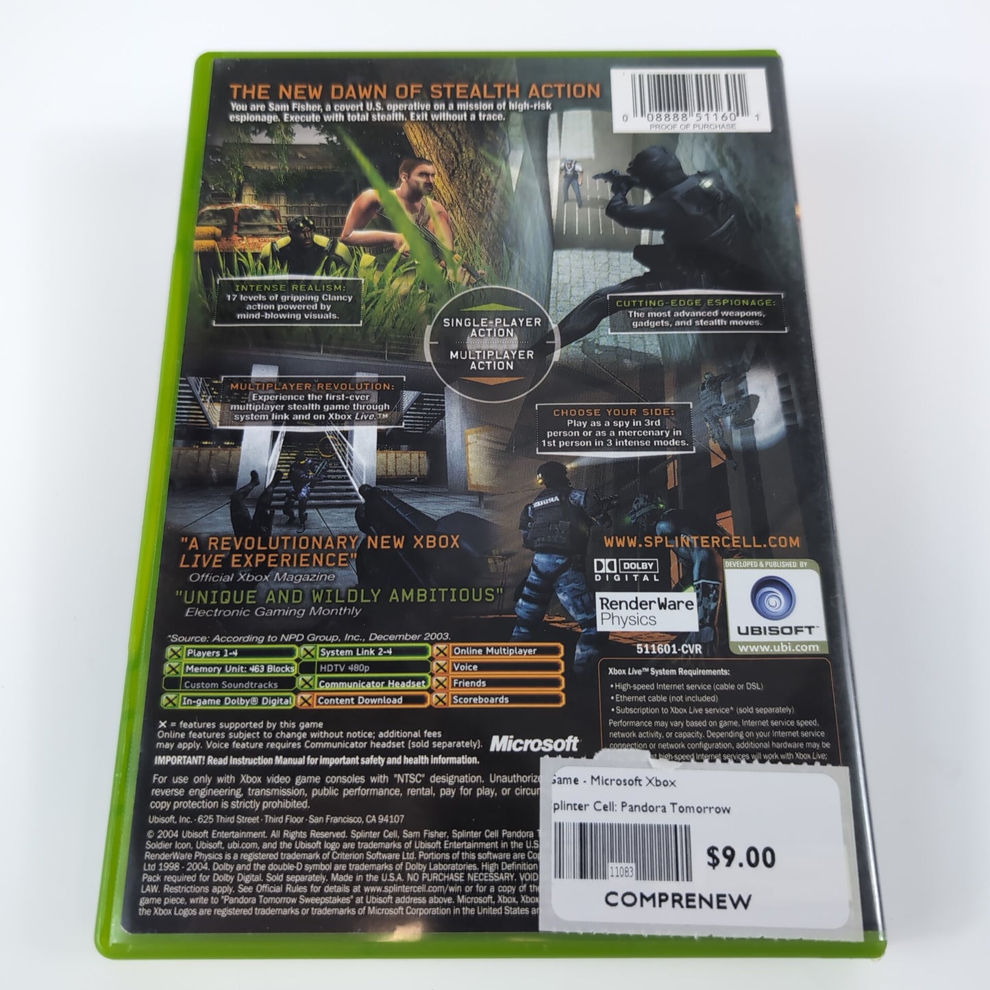 Microsoft Xbox Game - Tom Clancy's Splinter Cell: Pandora Tomorrow | Grade B